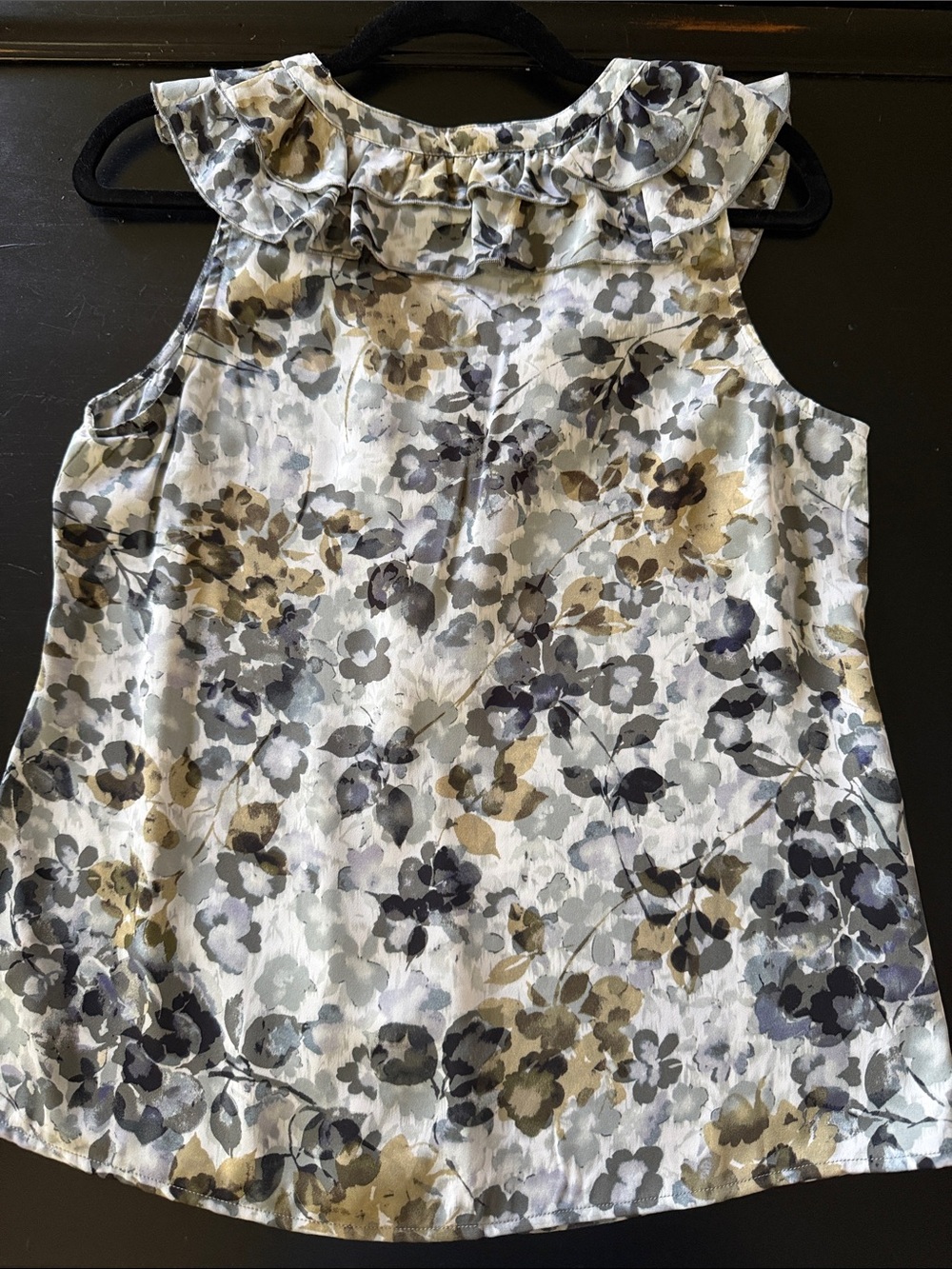 Cabi Floral Ruffle-Trim Sleeveless Top in Neutral Floral style #4350 - Picture 2 of 5
